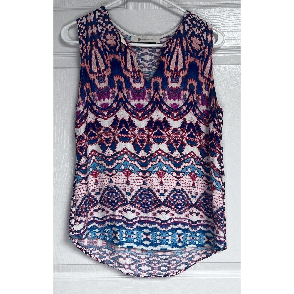 Impeccable Pig Women’s Large Tank Top Multicolored Soft V Neck EUC